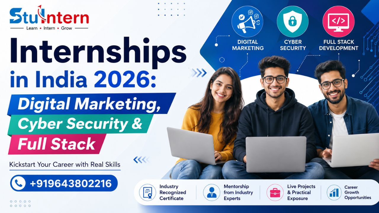 Internships in India 2026: Digital Marketing, Cyber Security & Full Stack