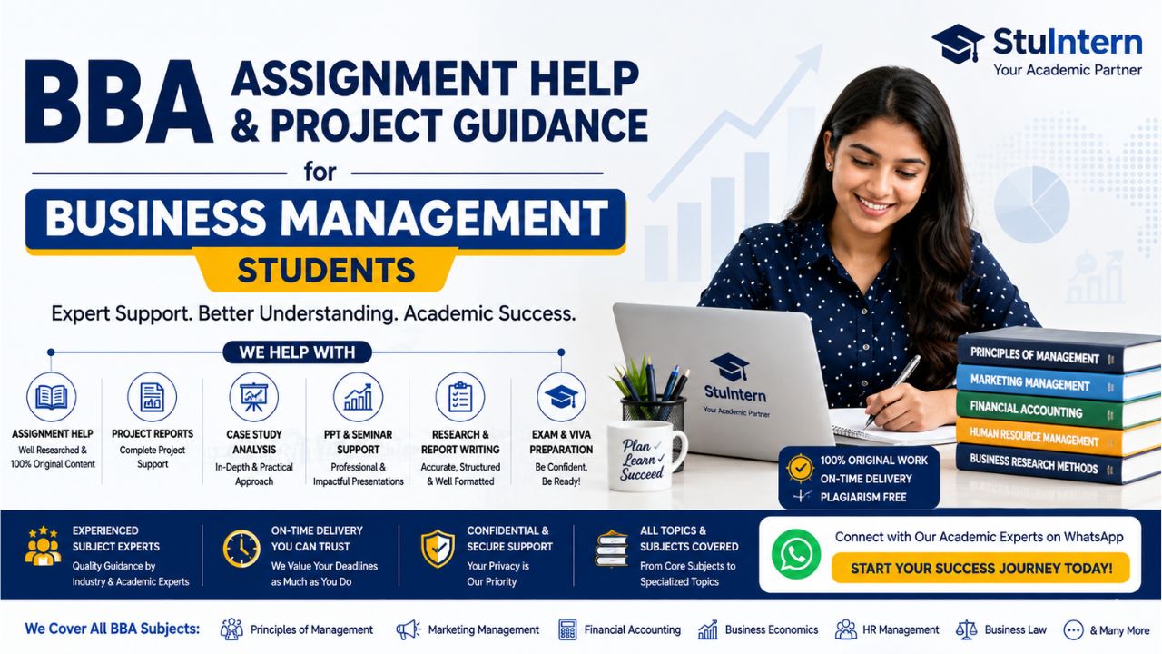 BBA Assignment Help and Project Guidance for Business Management Students with StuIntern